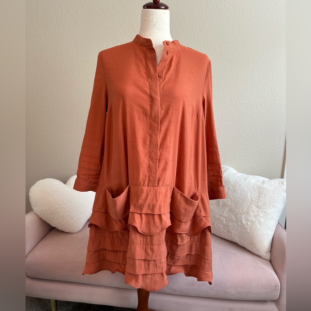 COS Terracotta Long Sleeve Dress